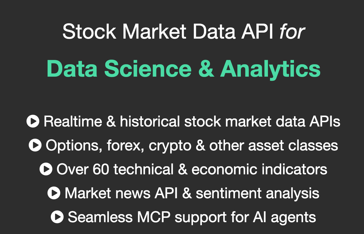 Alpha Vantage官网- Alpha  Vantage通过一系列功能强大且对开发者友好的数据API及电子表格工具，提供实时与历史金融市场数据。其服务范围涵盖传统资产类别（如股票、ETF、共同基金）、经济指标、外汇汇率与大宗商品，数据类型横跨基本面分析至技术指标。作为企业级全球市场  ...